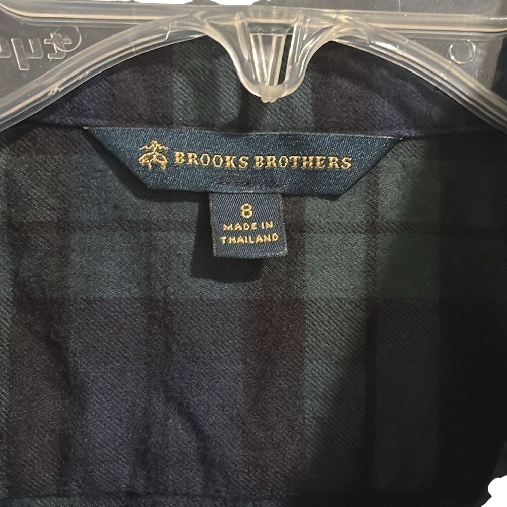 Brooks Brothers Women Black Watch Plaid Ruffle Collar Cotton Button Down Shirt 8 - Picture 3 of 5
